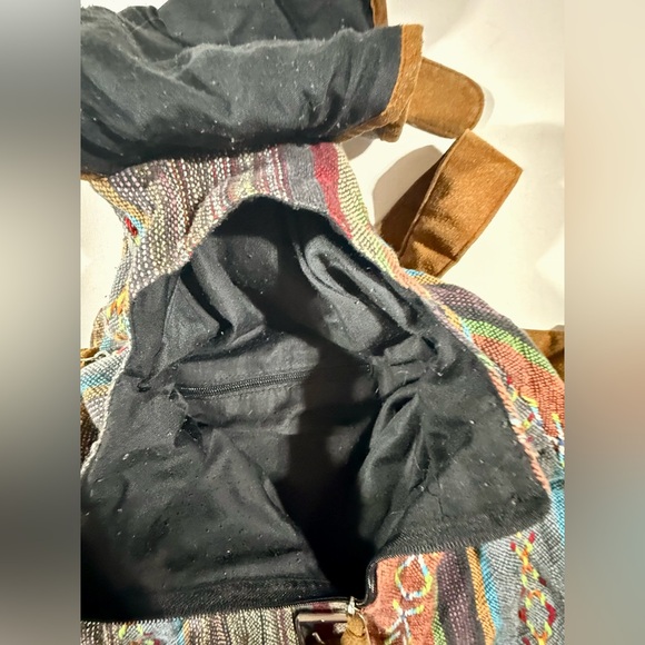 Brown Bohemian Backpack with Southwestern Pattern Made in India - Picture 3 of 11